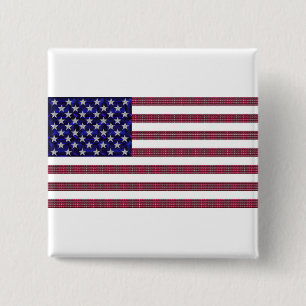 Bóton Quadrado 5.08cm Bandeira Americana