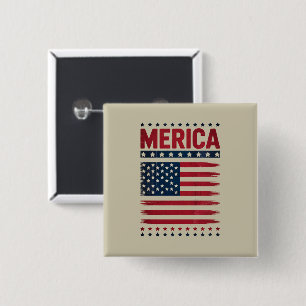 Bóton Quadrado 5.08cm Bandeira Americana 4 de Julho Merica