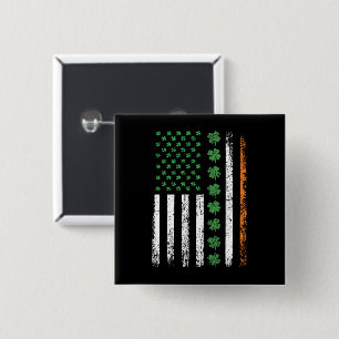 Bóton Quadrado 5.08cm Bandeira Americana com Dia de São Patrício de Sham