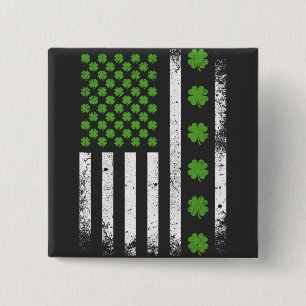 Bóton Quadrado 5.08cm Bandeira americana com shamrocks Square