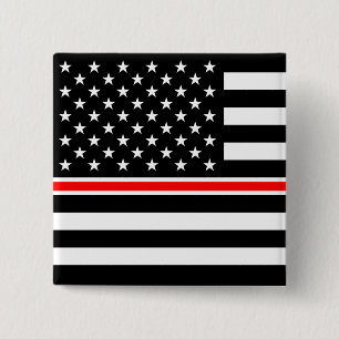 Bóton Quadrado 5.08cm Bandeira Americana do Bombeiro Thin Red Line