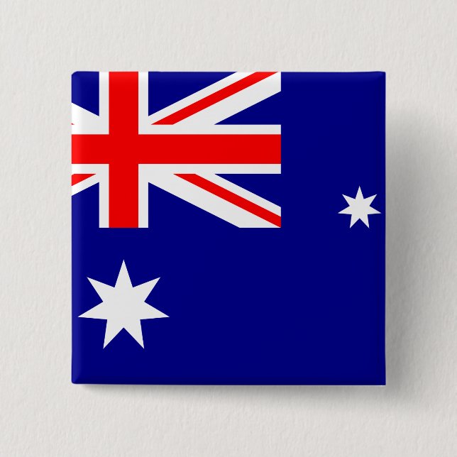 Bóton Quadrado 5.08cm Bandeira Austrália (australiana) (Frente)