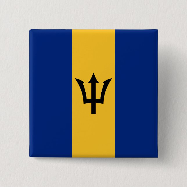 Bóton Quadrado 5.08cm Bandeira Barbadiana (Barbados) (Bajan) (Frente)