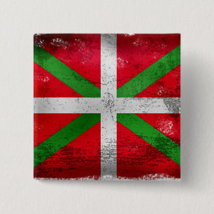Bóton Quadrado 5.08cm Bandeira Basque afligida do estilo: Ikurriña,