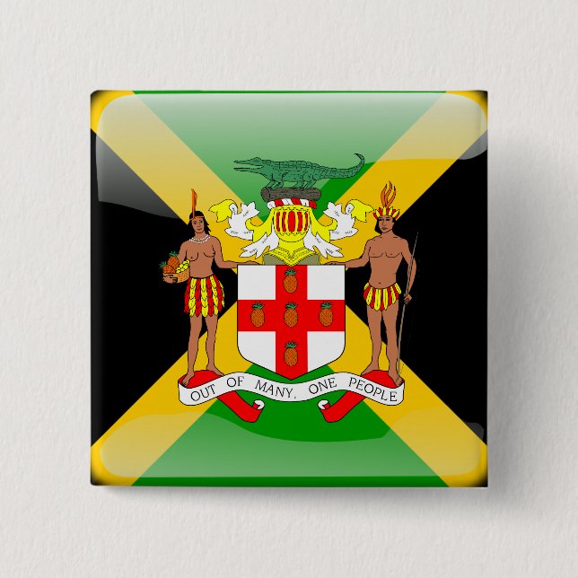 Bóton Quadrado 5.08cm Bandeira brilhante jamaicana (Frente)