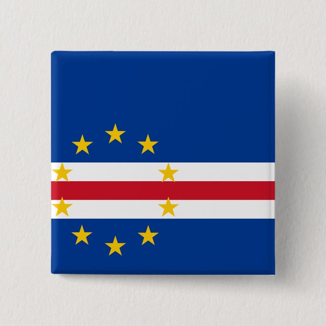 Bóton Quadrado 5.08cm Bandeira Cabo Verde (Frente)