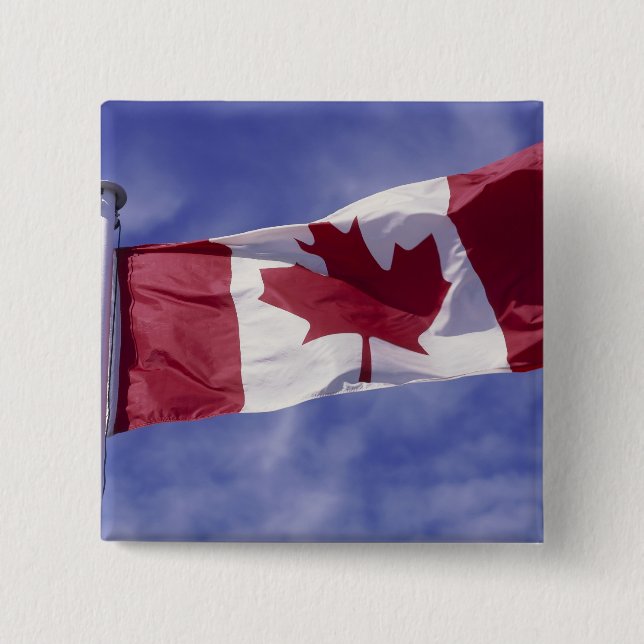 Bóton Quadrado 5.08cm bandeira canadense (Frente)