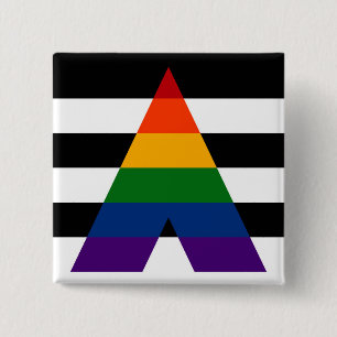 Bóton Quadrado 5.08cm Bandeira contínua do orgulho do aliado de LGBT