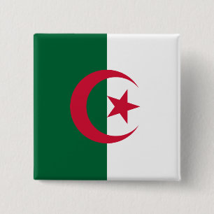 Bóton Quadrado 5.08cm Bandeira da Argélia