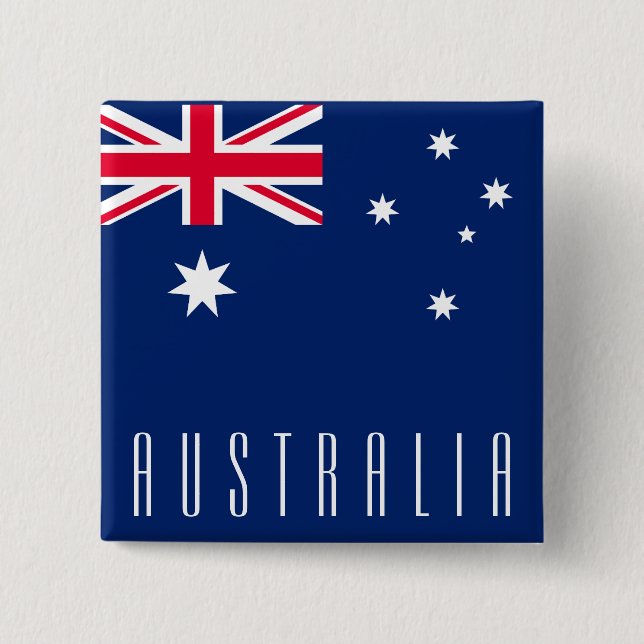 Bóton Quadrado 5.08cm Bandeira da Austrália (Frente)