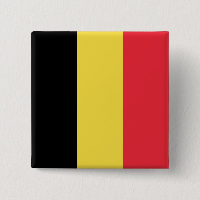 Bóton Quadrado 5.08cm Bandeira da Bélgica (Frente)