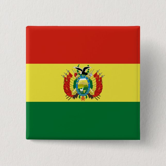 Bóton Quadrado 5.08cm Bandeira da Bolívia (Frente)