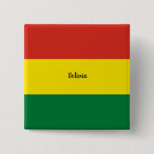 Bóton Quadrado 5.08cm Bandeira da Bolívia, rotulada