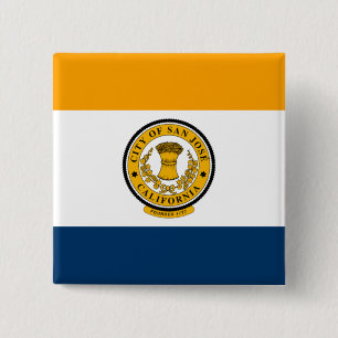 Bóton Quadrado 5.08cm Bandeira da cidade de San José (Califórnia)