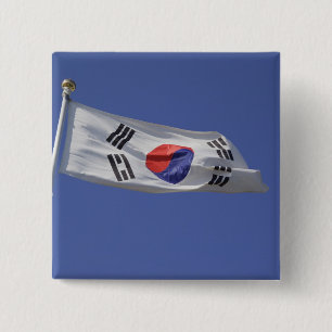 Bóton Quadrado 5.08cm Bandeira da Coreia do Sul