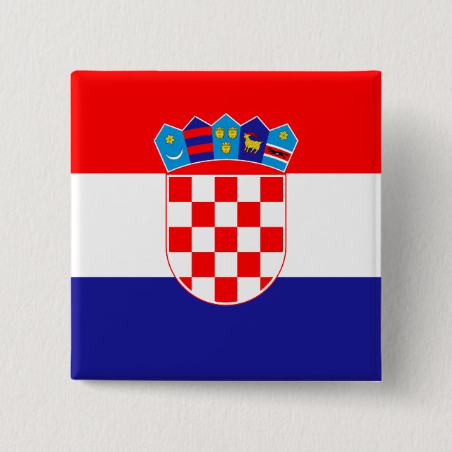 Bóton Quadrado 5.08cm Bandeira da Croácia (Frente)