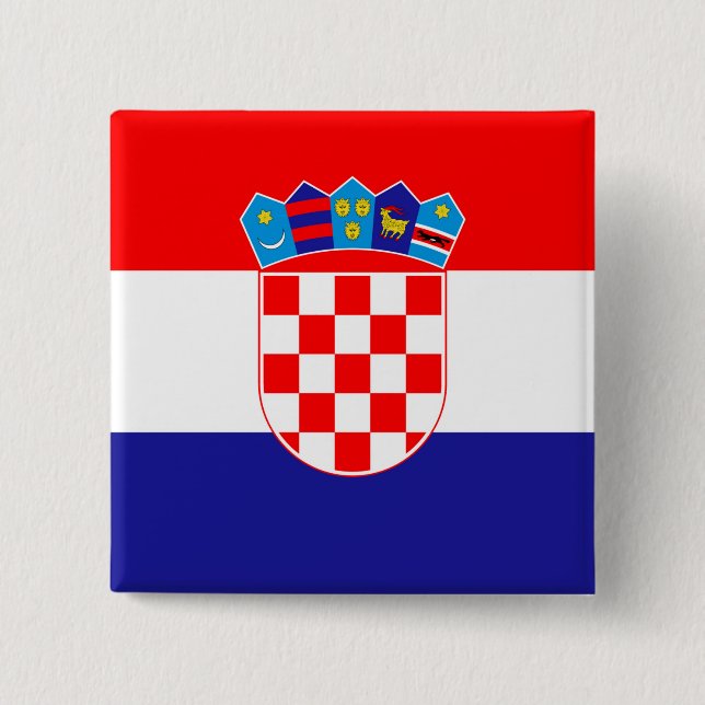 Bóton Quadrado 5.08cm Bandeira da Croácia (Frente)