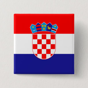Bóton Quadrado 5.08cm Bandeira da Croácia