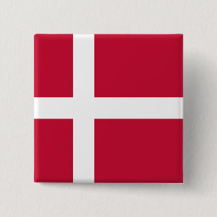 Bóton Quadrado 5.08cm Bandeira da Dinamarca