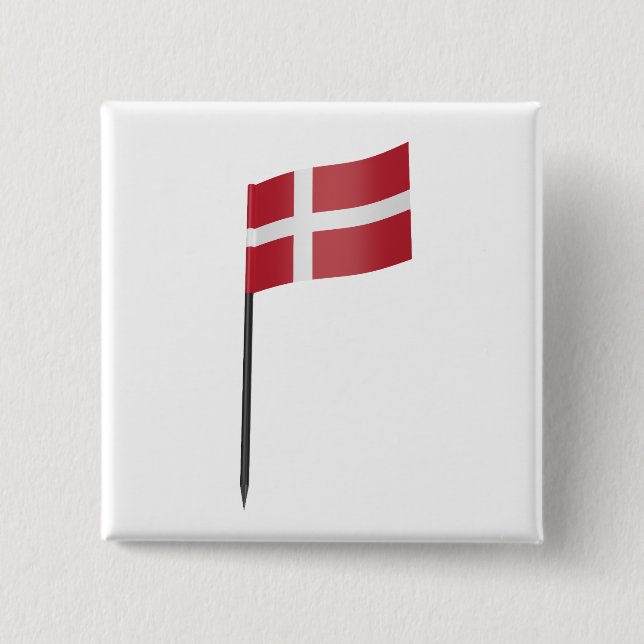 Bóton Quadrado 5.08cm Bandeira da Dinamarca (Frente)