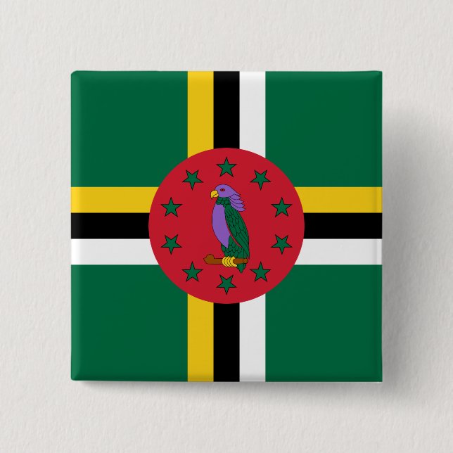 Bóton Quadrado 5.08cm Bandeira da Domínica (Frente)
