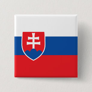 Bóton Quadrado 5.08cm Bandeira da Eslováquia