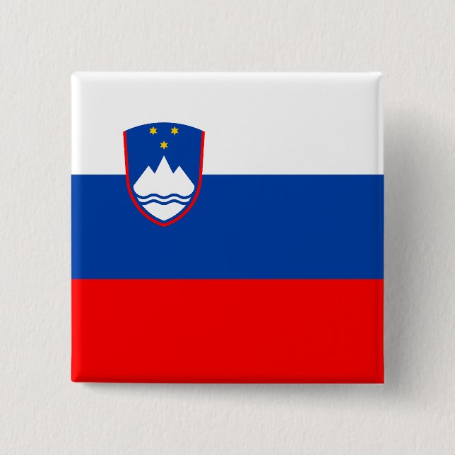 Bóton Quadrado 5.08cm Bandeira da Eslovênia (Frente)