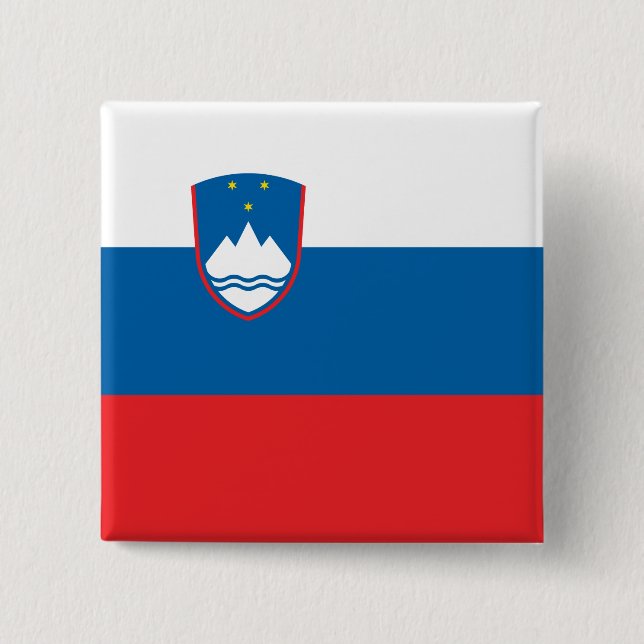 Bóton Quadrado 5.08cm Bandeira da Eslovênia (Frente)