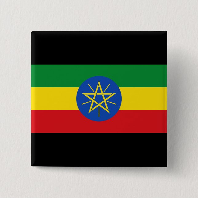 Bóton Quadrado 5.08cm Bandeira da Etiópia (Frente)