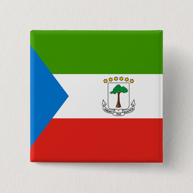 Bóton Quadrado 5.08cm Bandeira da Guiné Equatorial (Frente)