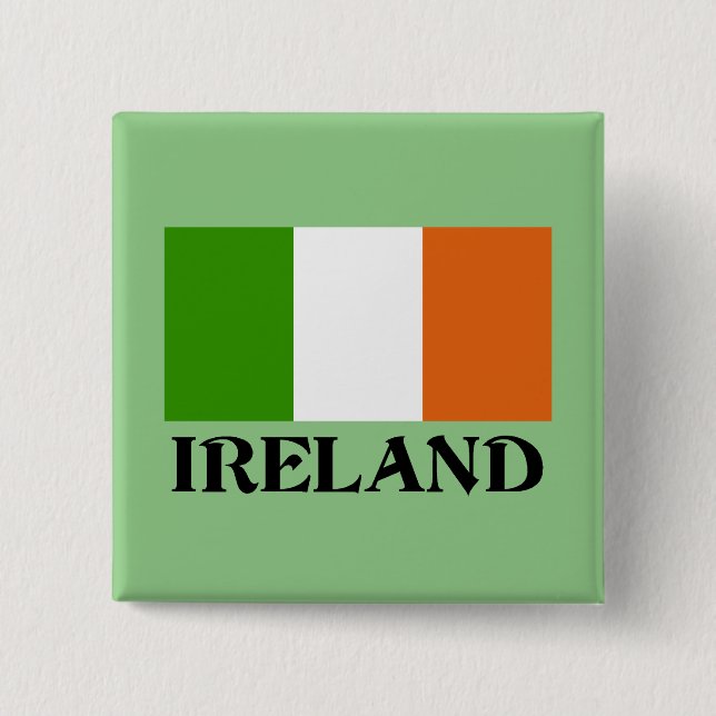 Bóton Quadrado 5.08cm Bandeira da Irlanda (Frente)