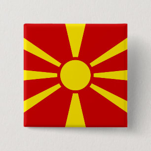 Bóton Quadrado 5.08cm Bandeira da Macedônia do Norte