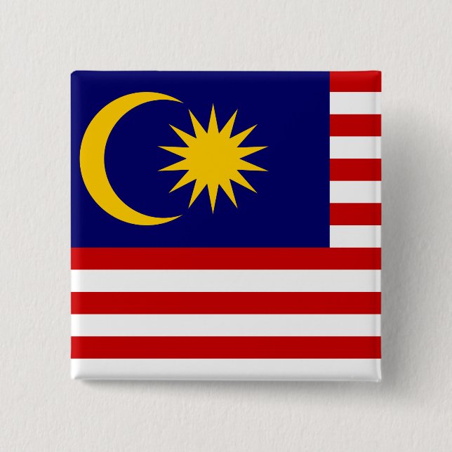 Bóton Quadrado 5.08cm Bandeira da Malásia (Frente)
