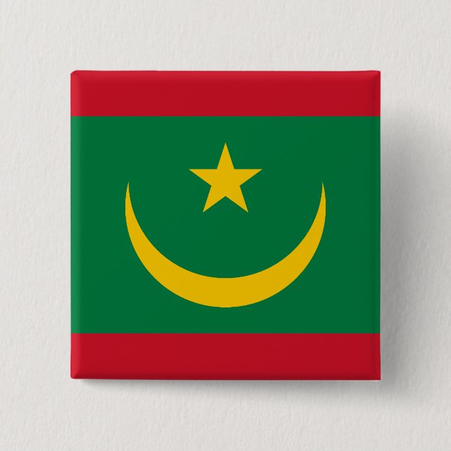 Bóton Quadrado 5.08cm Bandeira da Mauritânia (Frente)