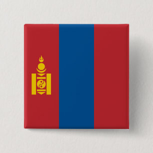 Bóton Quadrado 5.08cm Bandeira da Mongólia