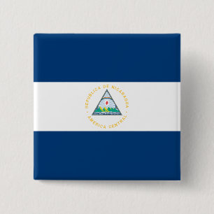 Bóton Quadrado 5.08cm Bandeira da Nicarágua