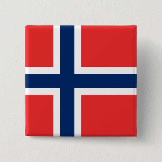 Bóton Quadrado 5.08cm Bandeira da Noruega (Frente)
