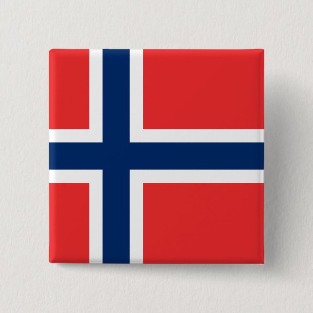 Bóton Quadrado 5.08cm Bandeira da Noruega (Noruega) (Frente)