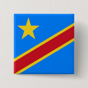 Bóton Quadrado 5.08cm Bandeira da República Democrática do Congo