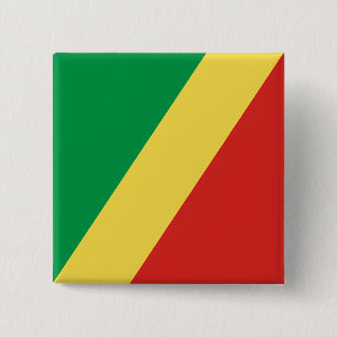 Bóton Quadrado 5.08cm Bandeira da República do Congo