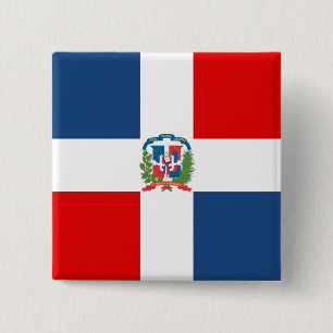 Bóton Quadrado 5.08cm Bandeira da República Dominicana