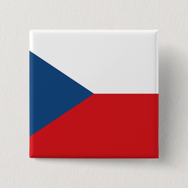 Bóton Quadrado 5.08cm Bandeira da República Tcheca (Frente)