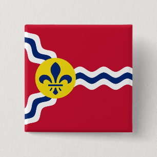 Bóton Quadrado 5.08cm Bandeira da Rua Louis, Missouri Button