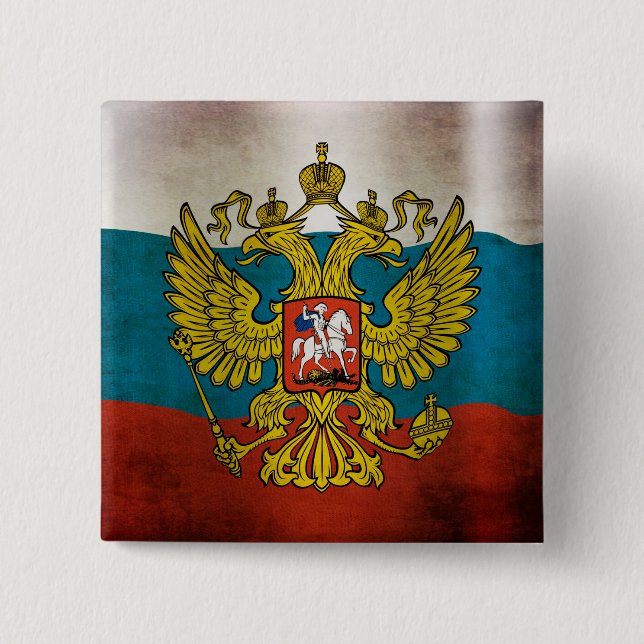 Bóton Quadrado 5.08cm Bandeira da Rússia ondulando (Frente)
