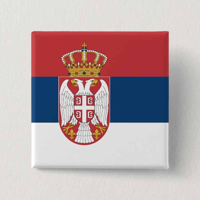 Bóton Quadrado 5.08cm Bandeira da Sérvia (sérvia) (Frente)