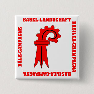 Bóton Quadrado 5.08cm Bandeira da suiça de Basileia Landschaft