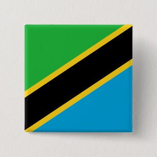 Bóton Quadrado 5.08cm Bandeira da Tanzânia