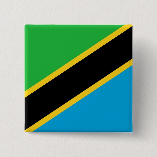 Bóton Quadrado 5.08cm Bandeira da Tanzânia (Frente)