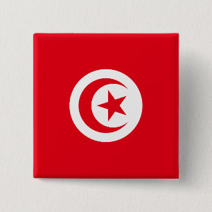 Bóton Quadrado 5.08cm Bandeira da Tunísia