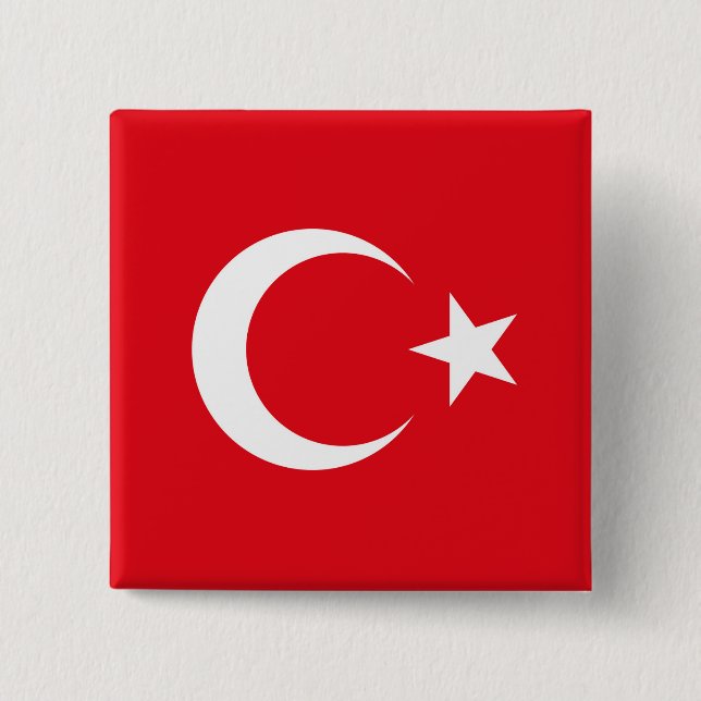 Bóton Quadrado 5.08cm Bandeira da Turquia (Frente)
